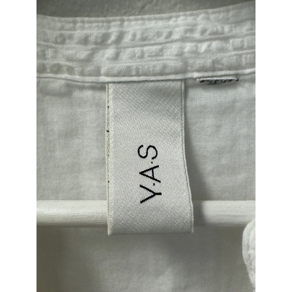Y.A.S Seersucker Tiered Mini Dress Womens M White Pintuck Sleeveless‎ Summer